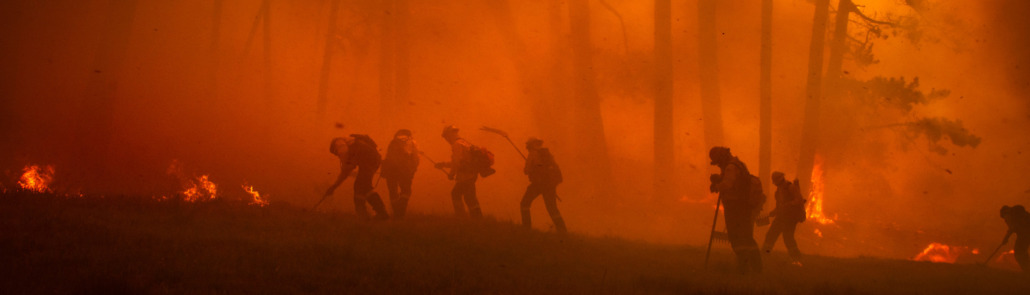 Firefighters supressing a wildfire